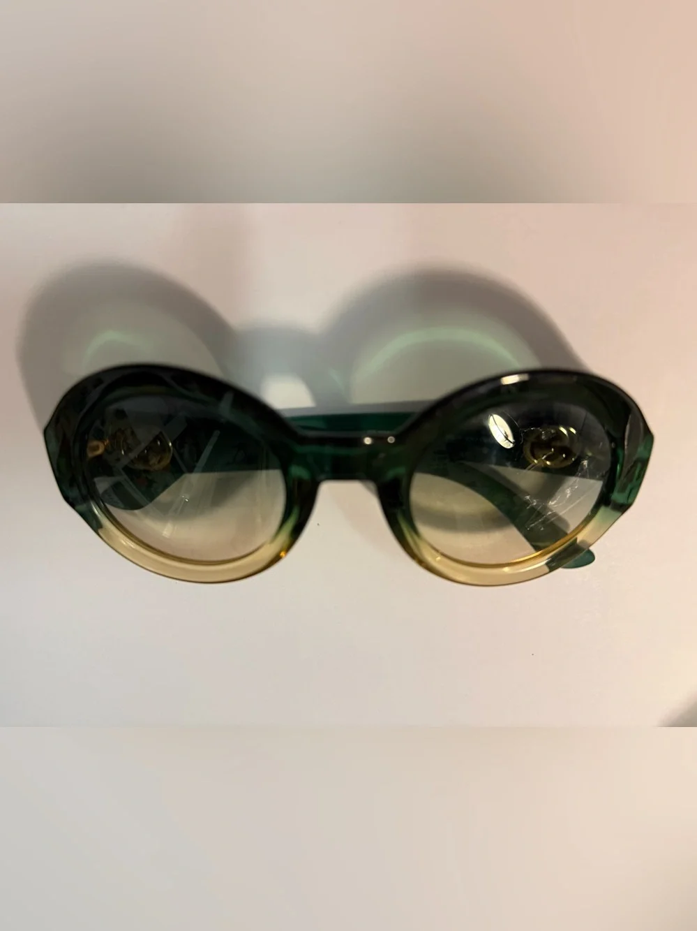 Gucci Green and Gold Round Gradient Women’s Sunglasses